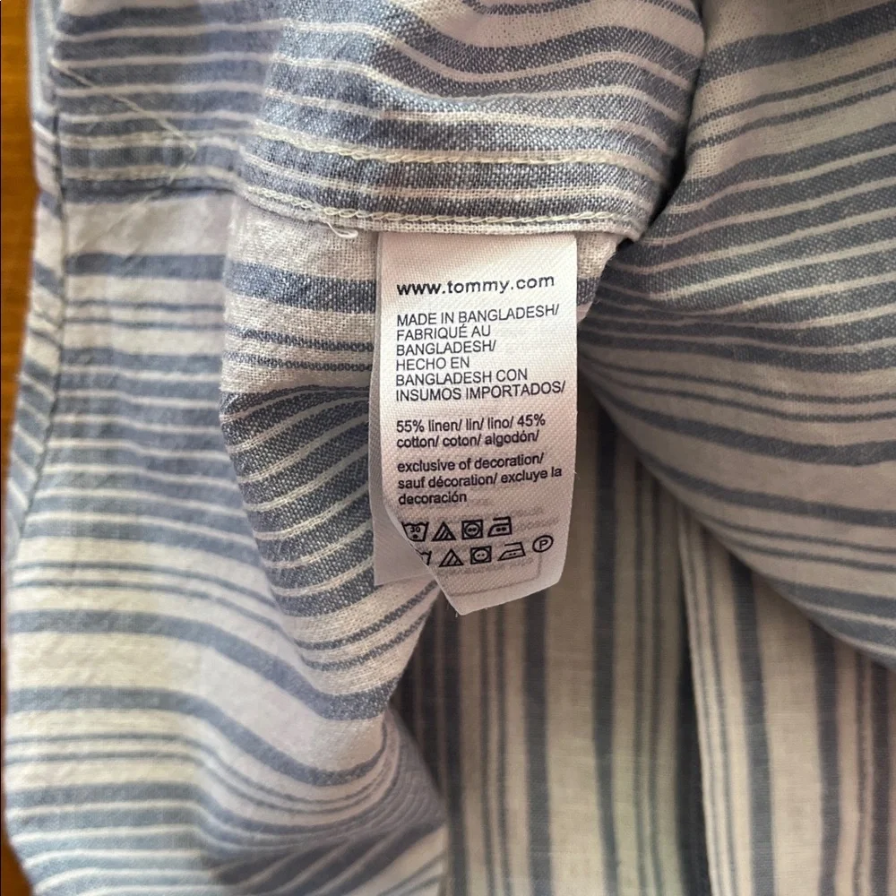 Tommy Hilfiger Striped Linen Short Sleeve Shirt Sz M